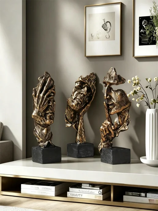 Статуэтки абстрактные, 3 шт, высота 16.5 см, из смолы, 3 шт, фото 7