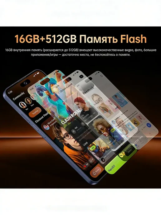 Смартфон Pro Max I17 Pro Max 16/12 ГБ, оранжевый, фото 8