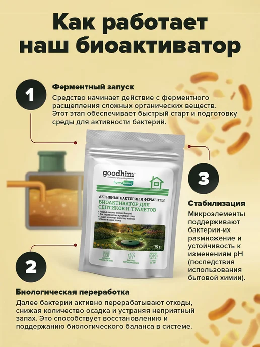 Бактерии для септика, выгребных ям и туалетов, Биоактиватор, вариант, фото 3