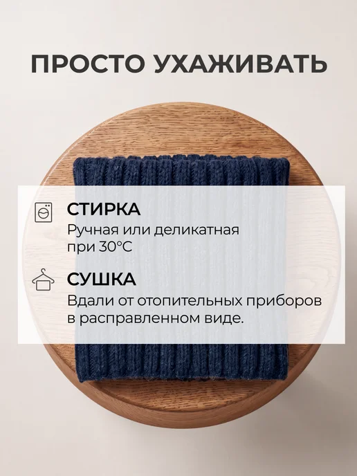 Снуд вязаный, шарф-хомут, синий, фото 7