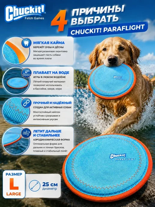 Фрисби для собак Chuckit Paraflight, вариант, фото 2