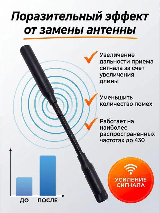 Гибкая антенна для портативной рации, 30 см, мужской разъем, черный, фото 3