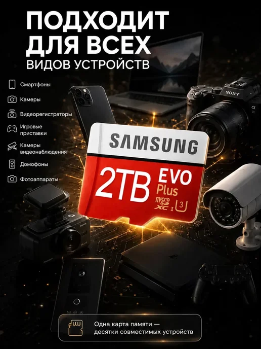 Карта памяти microSD 2 ТБ Samsung для телефона и камеры, 2 ТБ, фото 2