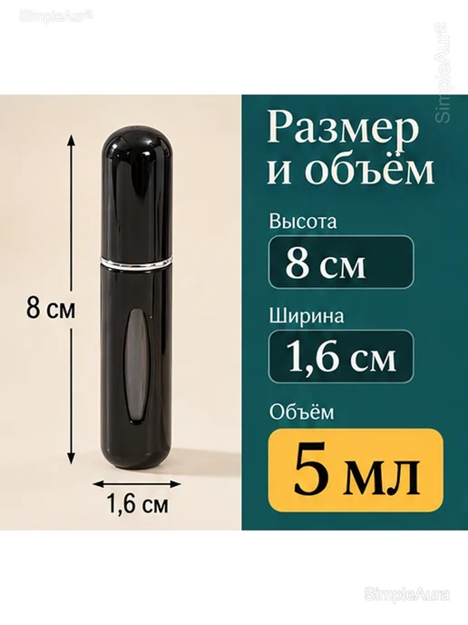 Атомайзер для духов 8 мл дорожный, многоразовый флакон для п…, 5 мл, фото 4