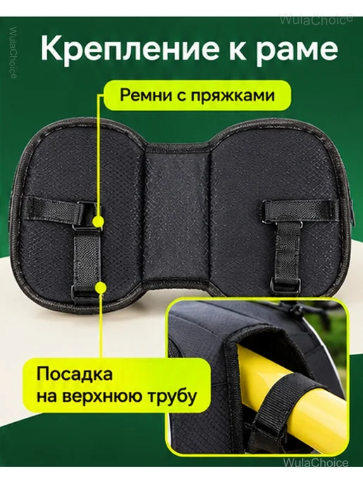 Велосумка на раму с двумя отделениями на молнии, черный, фото 5