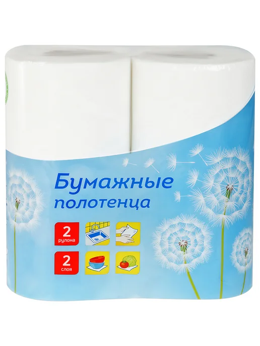 1 уп. Полотенца бумажные, 2 штуки, 27,5м и рулон, белые, 27,5 м, фото 2