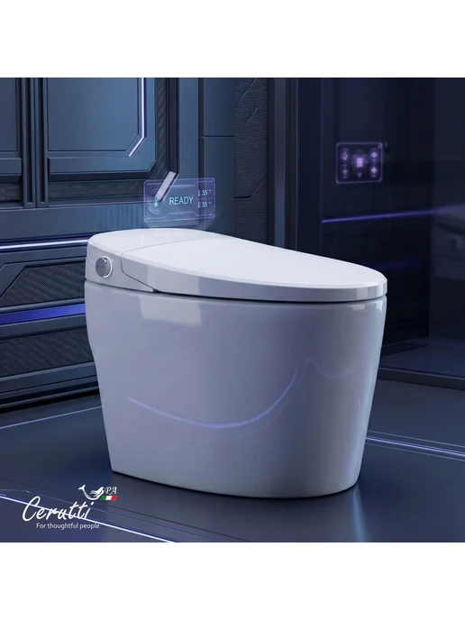 Cerutti spa Умный унитаз приставной Клио (Clio) цвет белый с сиденьем, белый, фото 6