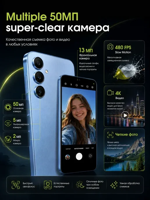 Смартфон Samsung A25 8/256 ГБ, голубой, фото 4