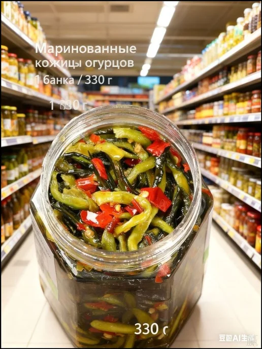 Премиумбанка маринованных огуречных кожиц, 330 г, 330 г, фото 2