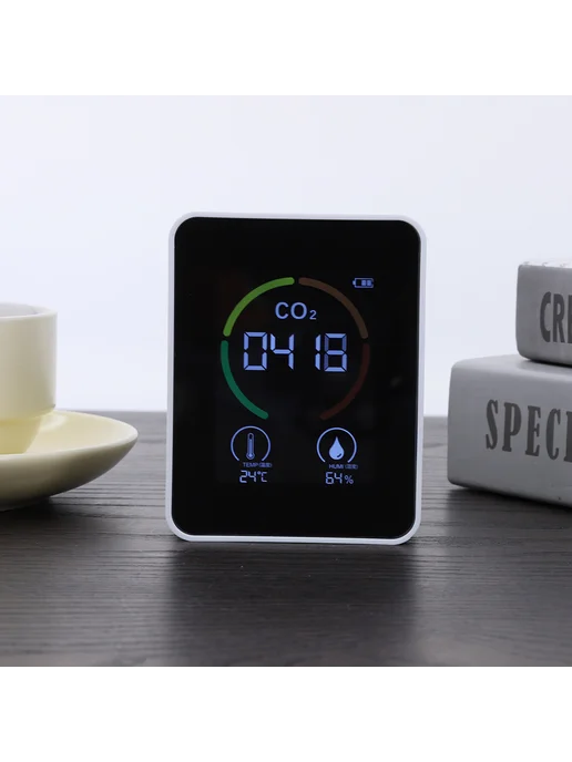 Мультигигрометр CO2, T H, для качественного воздуха, белый, фото 6