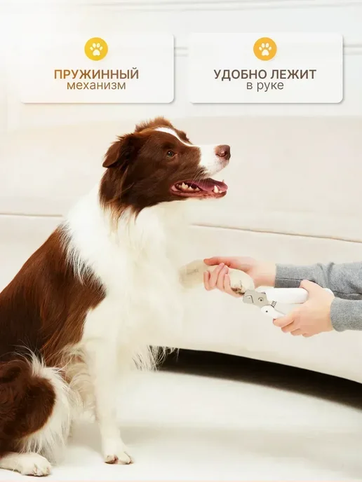 Когтерезка для кошек безопасная с подсветкой и ограничителем, белый, фото 5