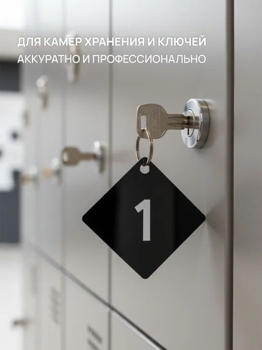 Номерки акриловые черные для шкафчиков и камер хранения, черный, фото 2