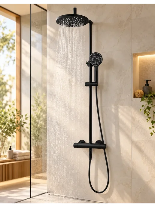 hansgrohe Душевой набор Душевая система с тропическим душем H945, черный, фото 5