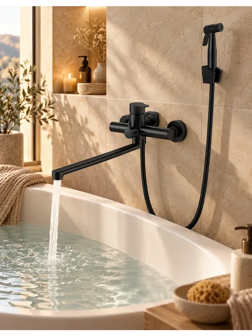 Grohe Смеситель для ванны с душем настенный однорычажный G605, черный, фото 2