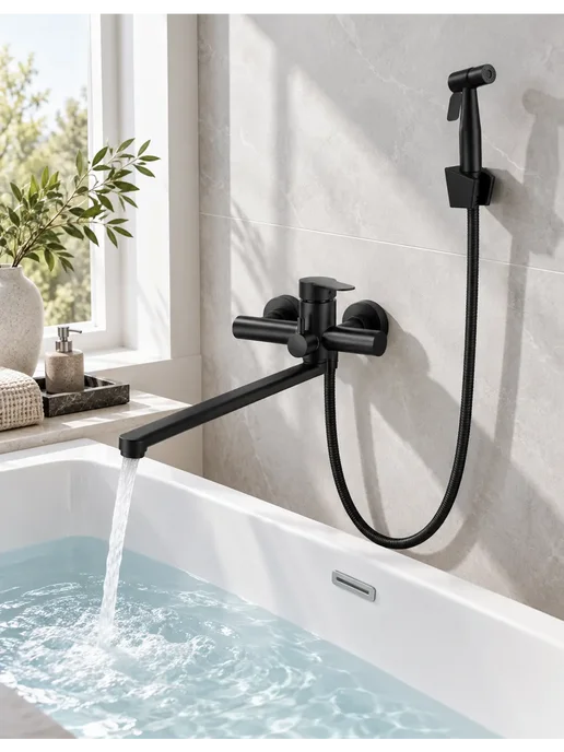 Grohe Смеситель для ванны с душем настенный однорычажный G605, черный, фото 3