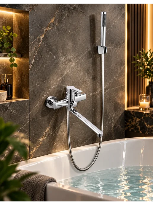 Grohe Смеситель для ванны с душем настенный однорычажный G610, серый, фото 5