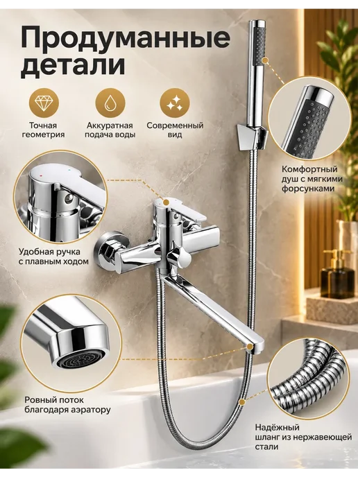 Grohe Смеситель для ванны с душем настенный однорычажный G610, серый, фото 7