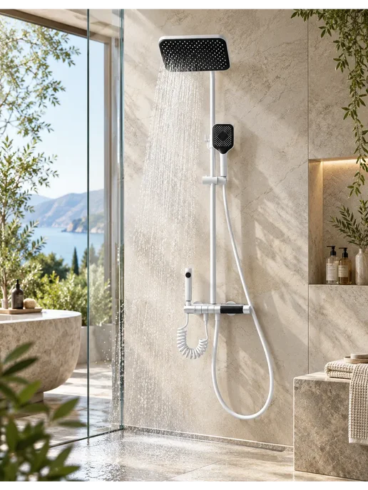 hansgrohe Душевая система 4 в 1 белый с цифровой дисплей H903, белый, фото 2