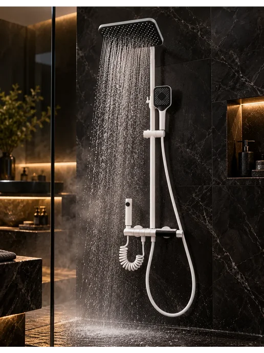 hansgrohe Душевая система 4 в 1 белый с цифровой дисплей H903, белый, фото 3