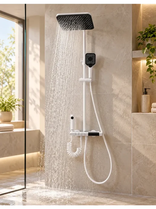 hansgrohe Душевая система 4 в 1 белый с цифровой дисплей H903, белый, фото 8