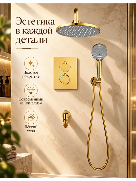 Grohe Современный люкс-комплектДушевой комплект золотой G919, золотой, фото 3