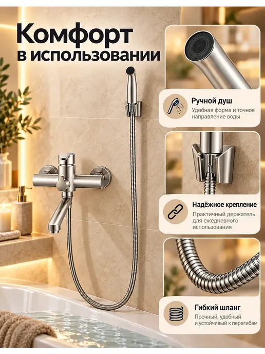 Grohe Смеситель для ванны с душем настенный однорычажный G615, серый, фото 3