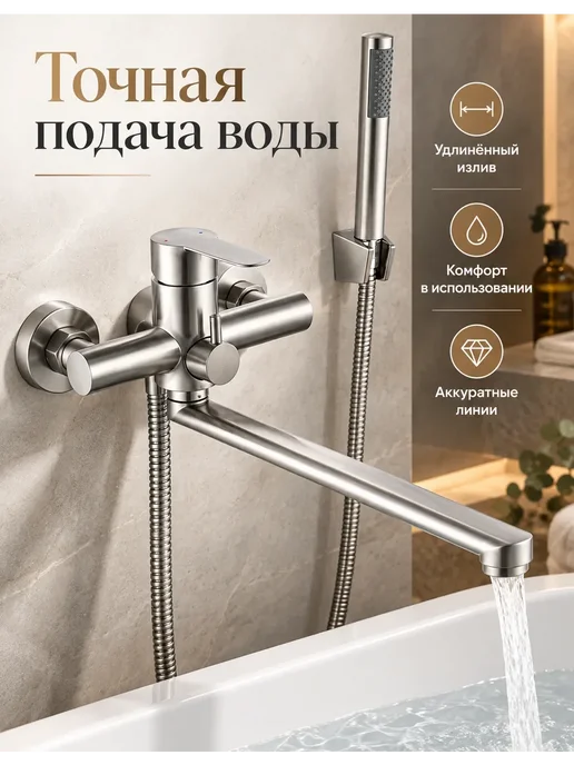 Grohe Смеситель для ванны с душем настенный однорычажный G603, серый, фото 5