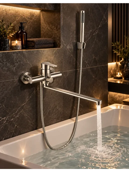 Grohe Смеситель для ванны с душем настенный однорычажный G603, серый, фото 7