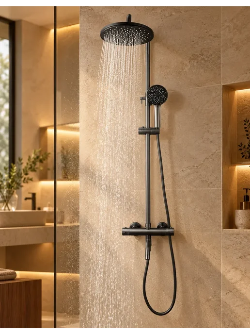 Grohe Душевая система золотой,3 в 1 с тропическим душем, золотой, фото 5