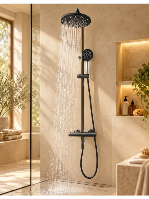 Grohe Душевая система золотой,3 в 1 с тропическим душем, золотой, фото 7