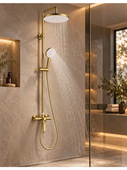 Grohe Душевая система с тропическим душем и смесителем G957, золотой, фото 3