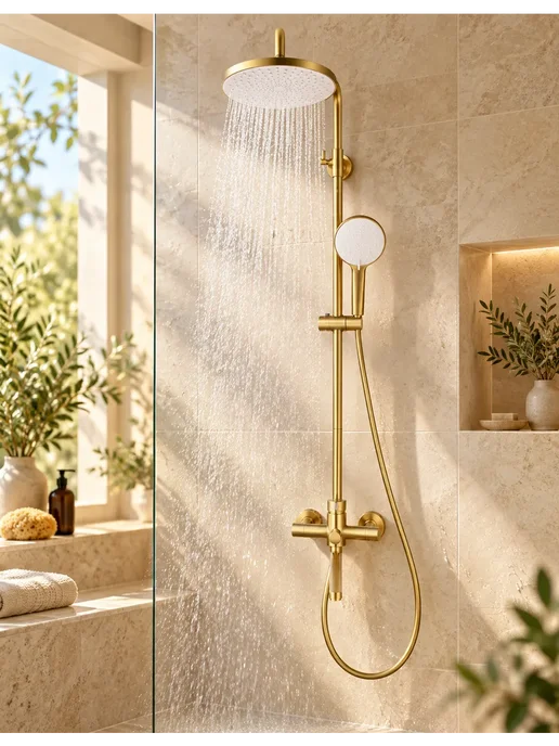 Grohe Душевая система с тропическим душем и смесителем G957, золотой, фото 8