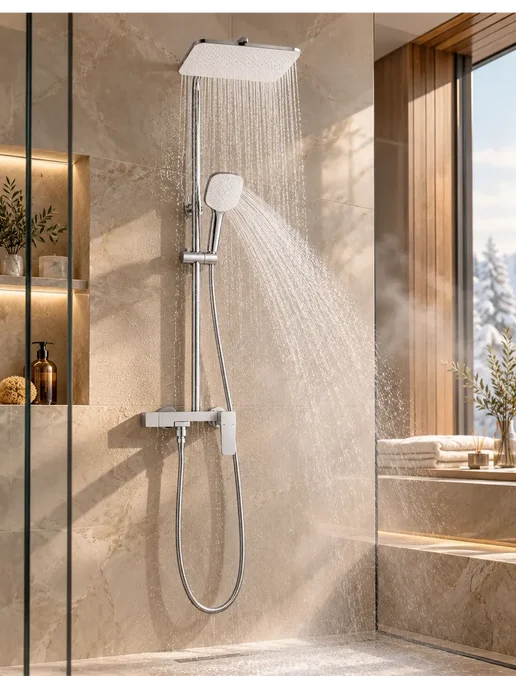 hansgrohe Душевая система с тропическим душем и смесителем H937, серый, фото 3