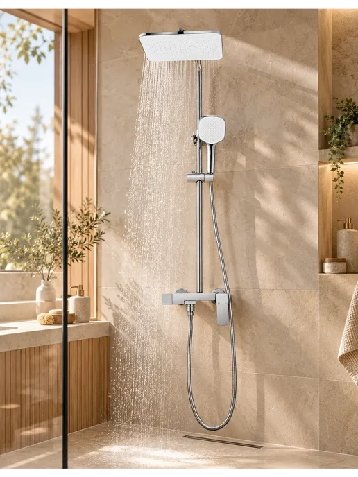 hansgrohe Душевая система с тропическим душем и смесителем H937, серый, фото 7