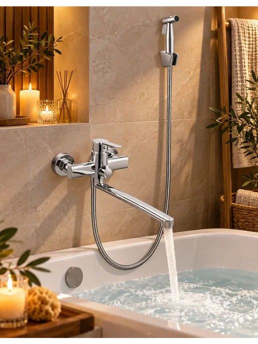 Grohe Смеситель для ванны с душем настенный однорычажный G613, серый, фото 5