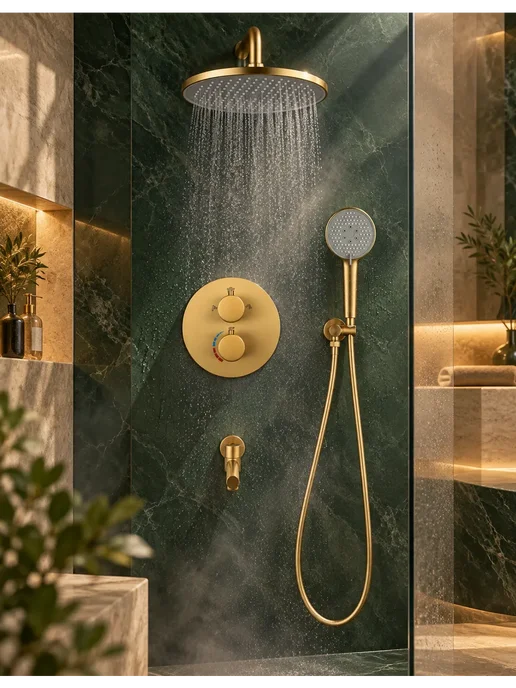 Grohe встроенная душевая система с тропическим душем G941, золотой, фото 3