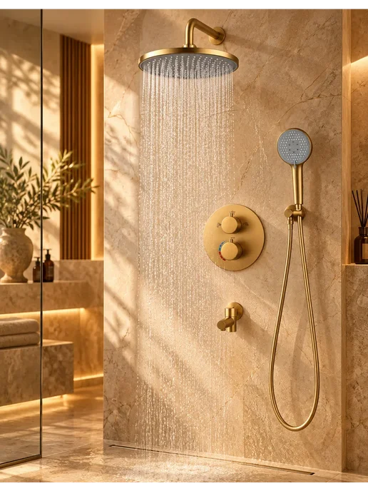 Grohe встроенная душевая система с тропическим душем G941, золотой, фото 5