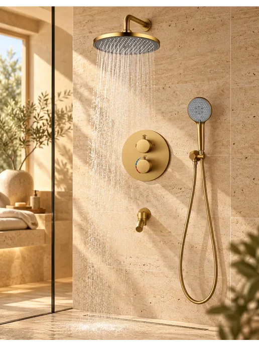Grohe встроенная душевая система с тропическим душем G941, золотой, фото 6
