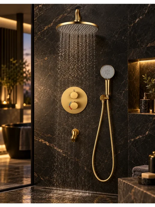 Grohe встроенная душевая система с тропическим душем G941, золотой, фото 7