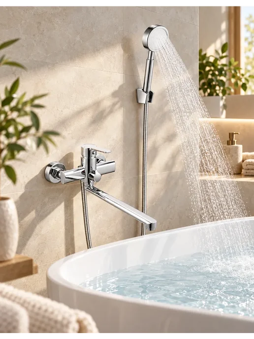 Grohe Смеситель для ванны с душем настенный однорычажный G616, серый, фото 7