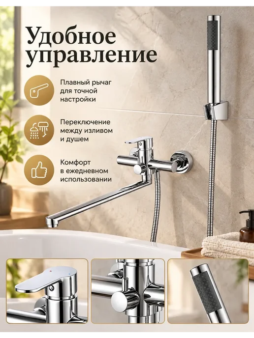 Grohe Смеситель для ванны с душем настенный однорычажный G601, серый, фото 3