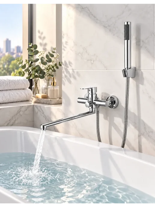 Grohe Смеситель для ванны с душем настенный однорычажный G601, серый, фото 5