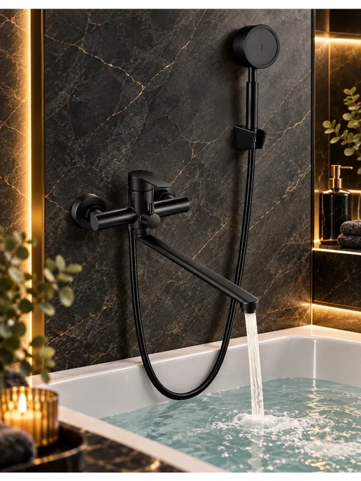 Grohe Смеситель для ванны с душем настенный однорычажный G608, черный, фото 3
