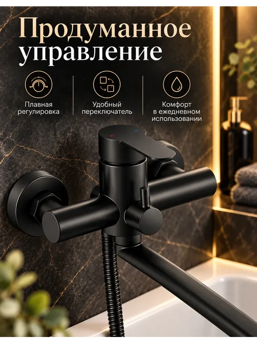 Grohe Смеситель для ванны с душем настенный однорычажный G608, черный, фото 6