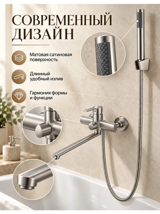 Grohe Смеситель для ванны с душем настенный однорычажный G612, серый, фото 6