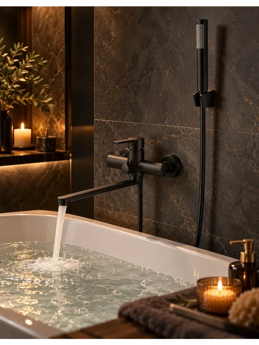 Grohe Смеситель для ванны с душем настенный однорычажный G611, черный, фото 5
