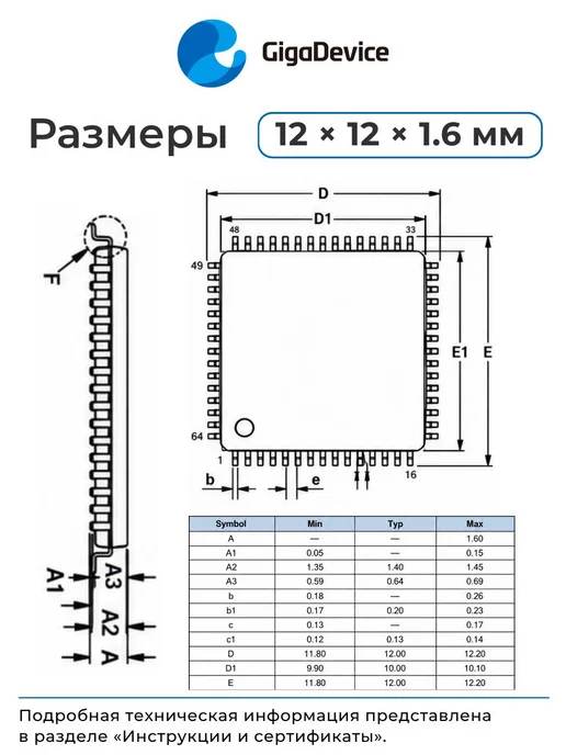 GigaDevice GD32F107RCT6 Микроконтроллер 32-бит, 108 МГц, 256 КБ, вариант, фото 4