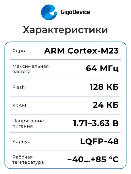 GigaDevice GD32L233CBT6 Микроконтроллер 32-бит, 64 МГц, 128 КБ, вариант, фото 2