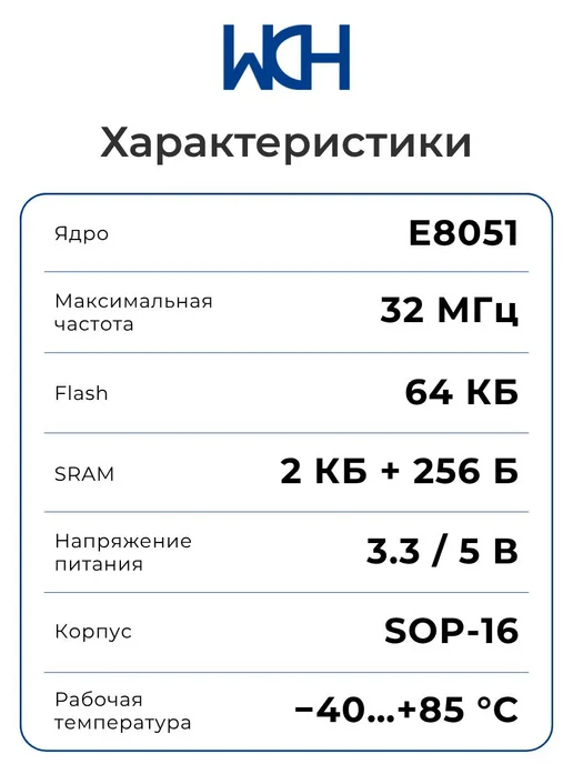 WCH CH549G Микроконтроллер 8-бит, 32 МГц, 64 КБ, 549 г, фото 2