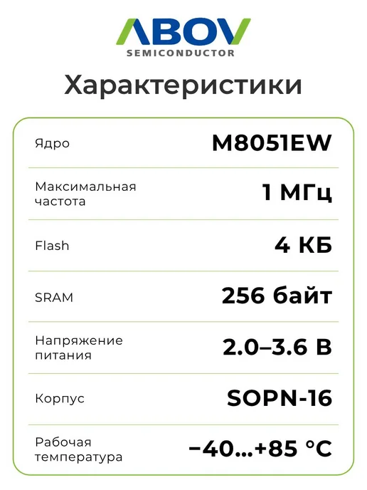 ABOV A96L322AEN Микроконтроллер 8-бит, 1 МГц, 4 КБ, вариант, фото 2